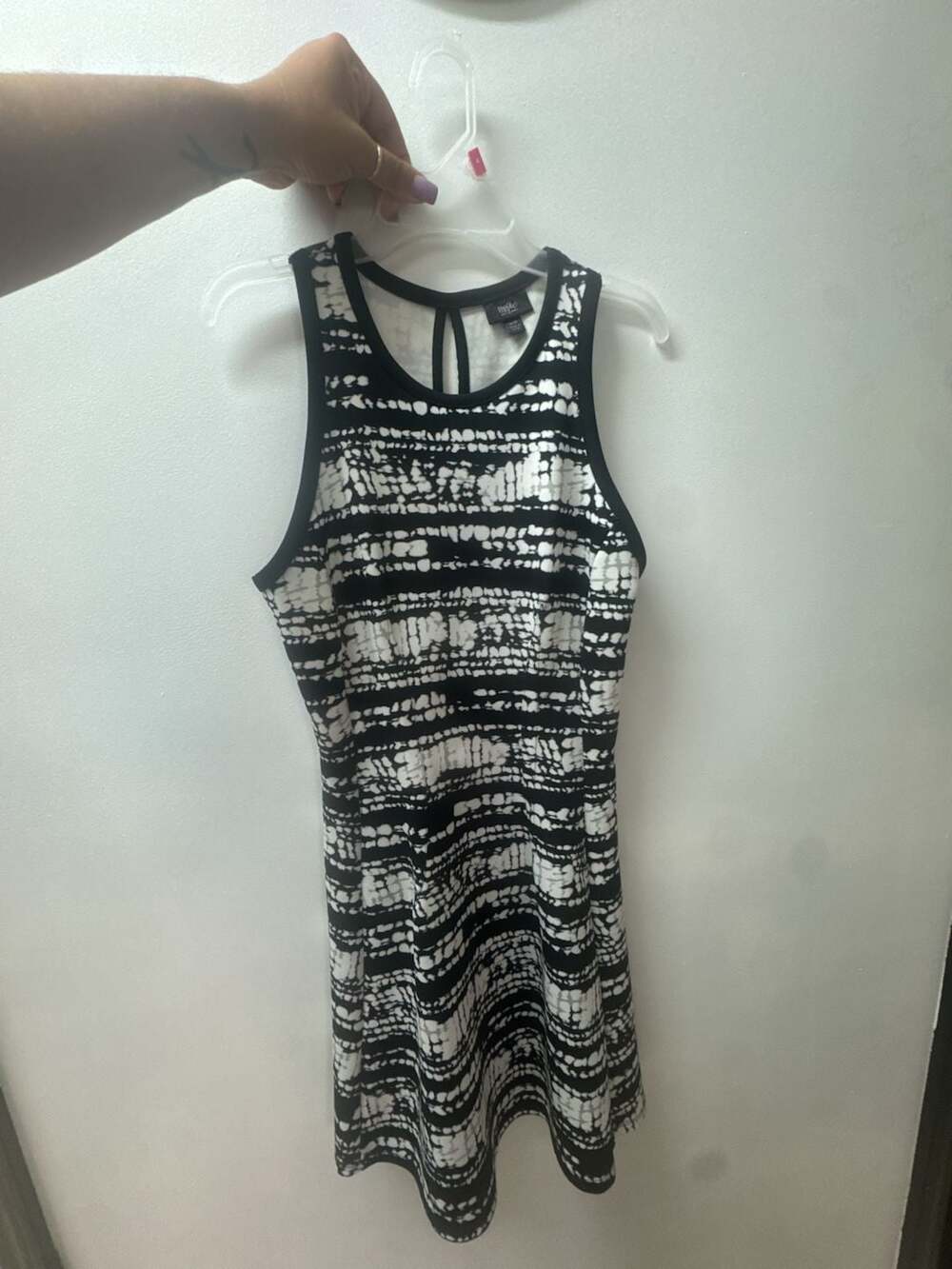 Mossimo Black and White Abstract Print Sleeveless Skater Dress